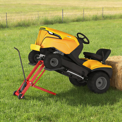 EROMMY 500LB Hydraulic Mower Lift for 40-47.6" Axle, 24" Lawn Tractor Jack with 3-Height Adjustment, Red