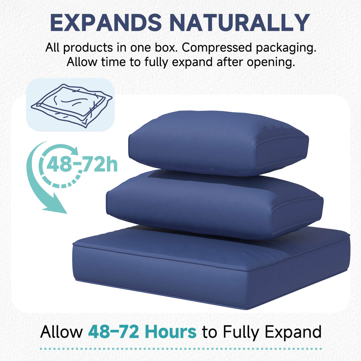 EROMMY 9-Piece Outdoor Sectional Cushions for 4-Seat Sofa, Waterproof Deep Seat w/ Non-Slip & Machine Washable Covers, Navy Blue