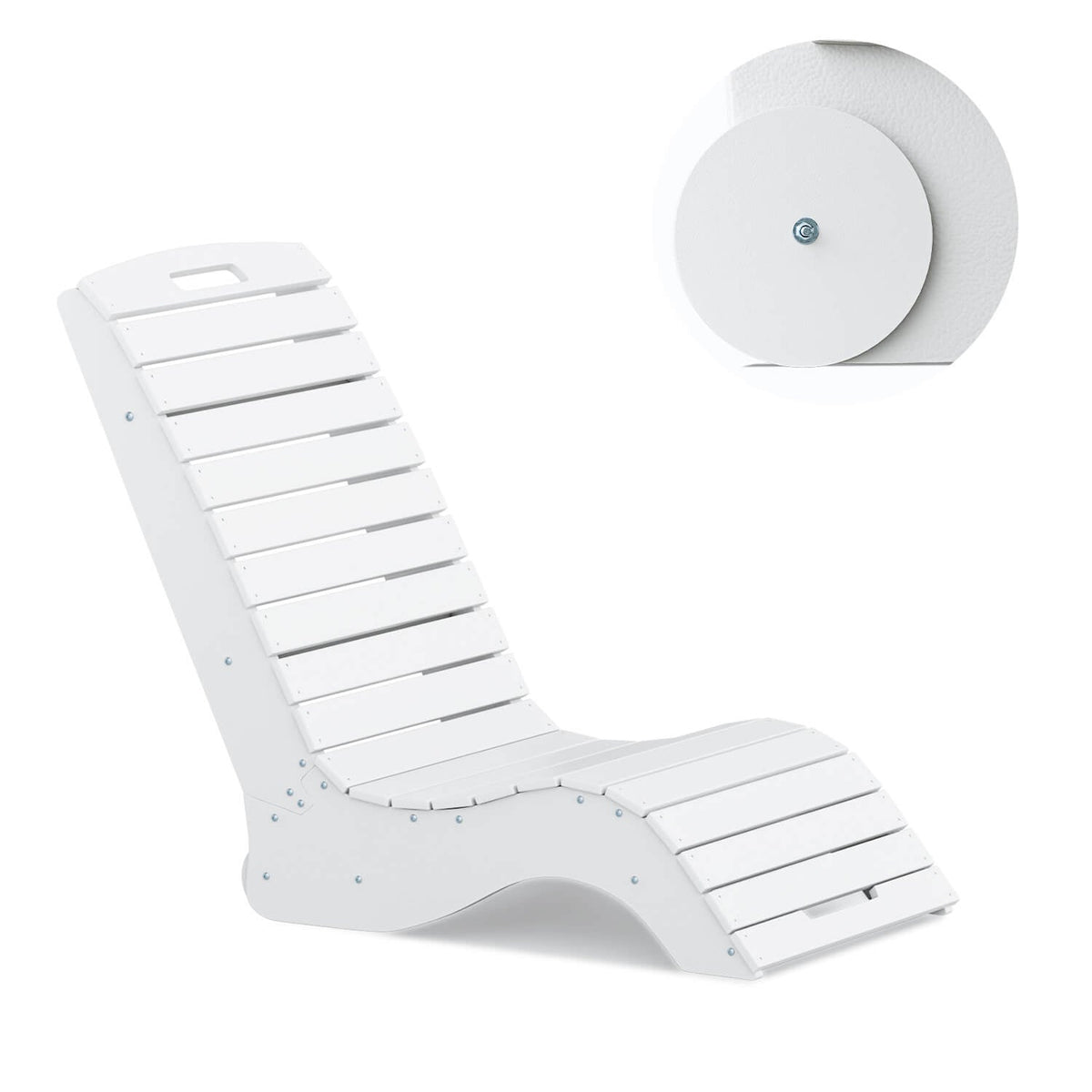 EROMMY Pool Lounge Chairs, HDPE S-Shaped Design with Wheels, White