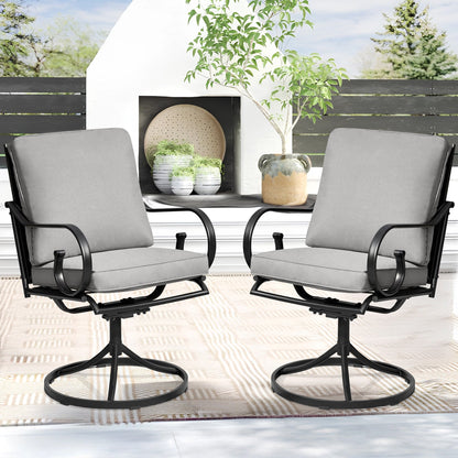 EROMMY  Patio Swivel Chair Set of 4, Outdoor Dining Chairs with Cushions, Gray