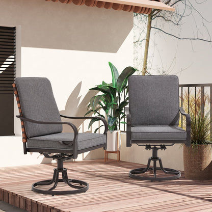 EROMMY Swivel Patio Chairs Set of 4 with Thickened Cushions, Gray