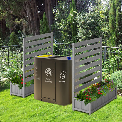 EROMMY 2-Pack No-Dig Privacy Fence Planter 36" W x 45" H, Wood Outdoor Screen for AC Unit, Trash & Flower Bed, Weather-Resistant, Grey