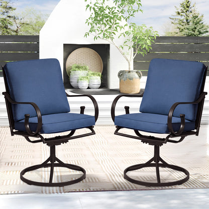Erommy  Patio Swivel Chair Set of 4, Outdoor Dining Chairs with Cushions, Blue