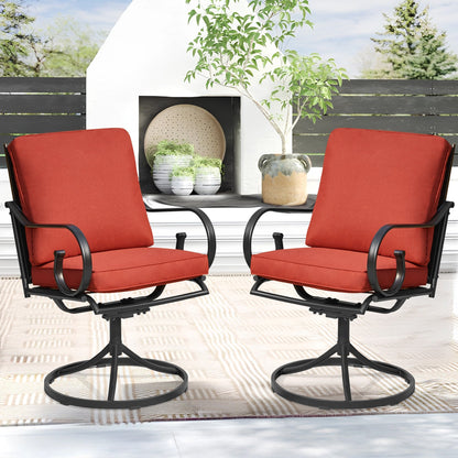 EROMMY  Patio Swivel Chair Set of 4, Outdoor Dining Chairs with Cushions, Red