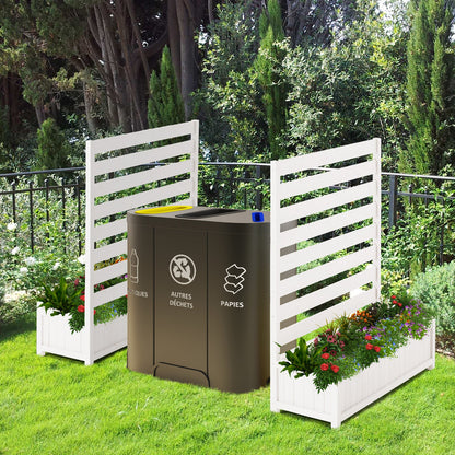 EROMMY 2-Pack No-Dig Privacy Fence Planter, Wood Outdoor Screen Air Conditioner Fence for AC Unit, Trash & Flower Bed, Weather-Resistant, 36" W x 45" H, White