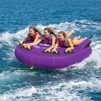 EROMMY 3-Person Deck Towable Tubes for Boating with Winged Side Bolsters and Towable Rope, Padded Bolster Guard Handles & Quick-Connect Tow Point