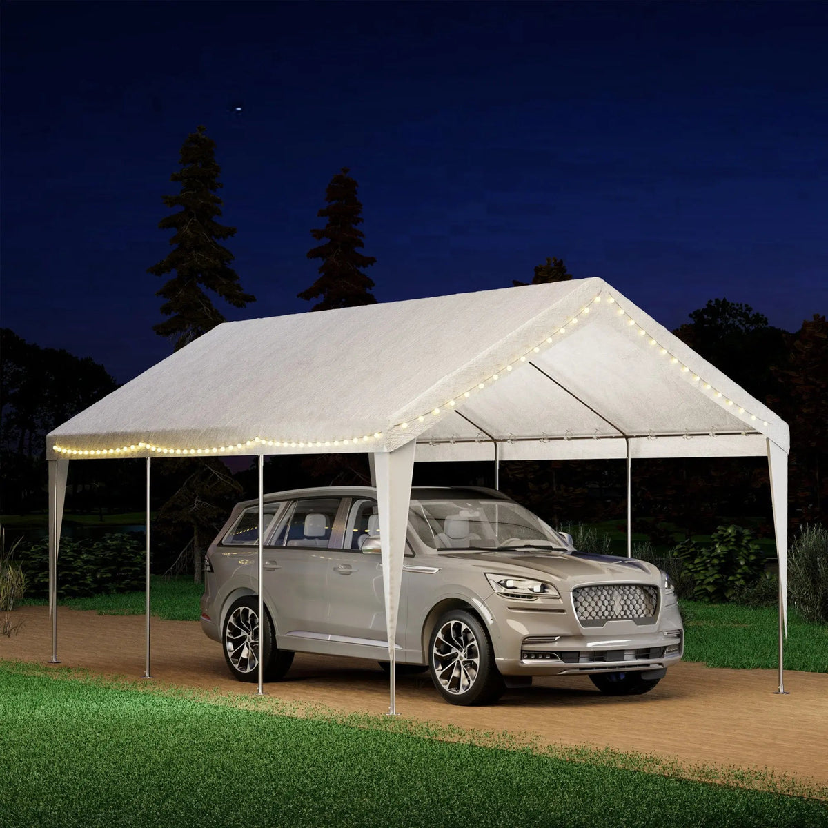 EROMMY Carports 12x20 heavy duty, Rainproof & UV Protected Garage Top Tarp Shelter Cover, Outdoor Portable Garage for Car, Boat Tent, White