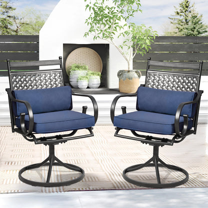 EROMMY Patio Swivel Chair Set of 4, Outdoor Dining Chairs with Cushions for Porch, Deck, and Garden, Blue