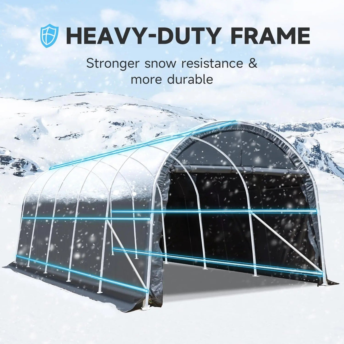 EROMMY 12 x 24 FT Heavy Duty Carport, Portable Garage with All-Steel Metal Frame and Round Style Roof, Anti-Snow Car Canopy Outdoor Storage Shelter for Car, Truck, Boat