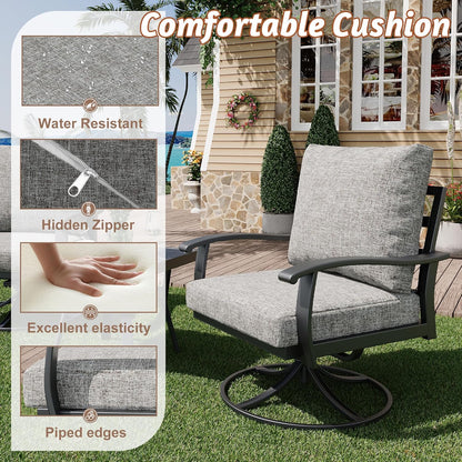 EROMMY Patio Furniture Sets 6 PCS Outdoor Metal Conversation Sets with Ottomans for Garden, Deck and Poolside, Gray
