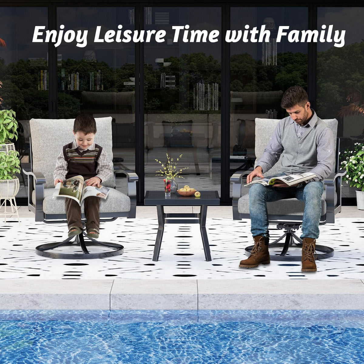 EROMMY Patio Furniture Sets 6 PCS Outdoor Metal Conversation Sets with Ottomans for Garden, Deck and Poolside, Gray