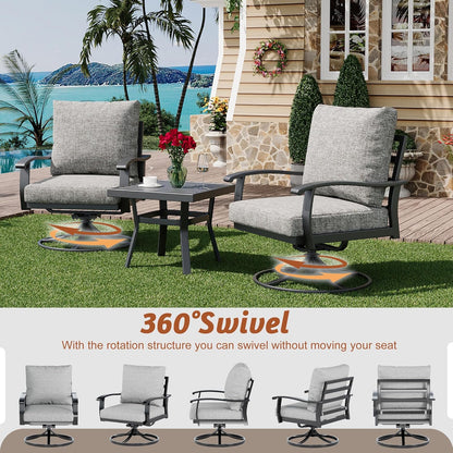 EROMMY Patio Furniture Sets 6 PCS Outdoor Metal Conversation Sets with Ottomans for Garden, Deck and Poolside, Gray