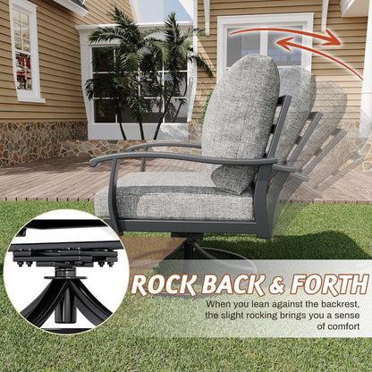 EROMMY Patio Furniture Sets 6 PCS Outdoor Metal Conversation Sets with Ottomans for Garden, Deck and Poolside, Gray