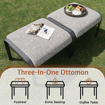 EROMMY Patio Furniture Sets 6 PCS Outdoor Metal Conversation Sets with Ottomans for Garden, Deck and Poolside, Gray