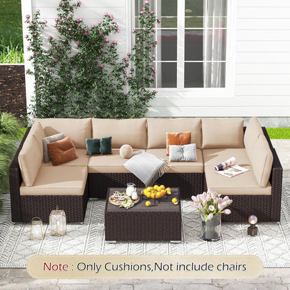 EROMMY Outdoor Replacement Cushions for  6-Seat Patio Conversation Sets, Khaki