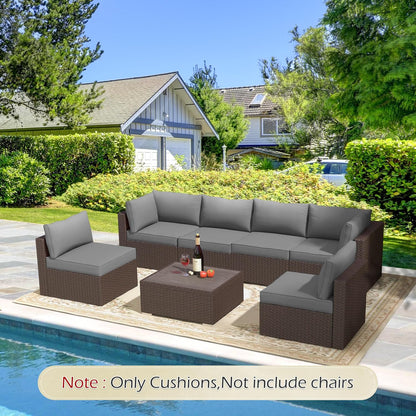 EROMMY Outdoor Replacement Cushions for  6-Seat Patio Furniture Sets, Gray