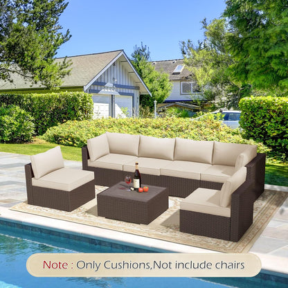 EROMMY Outdoor Replacement Cushions for  6-Seat Patio Conversation Sets, Beige