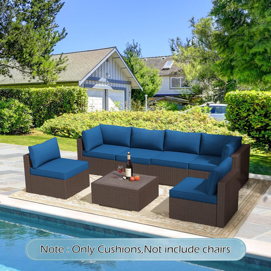 EROMMY Patio Replacement Cushions for  6-Seat Patio Conversation Sets, Blue