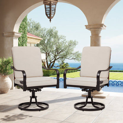 EROMMY Swivel Patio Chairs Set of 4 with Thickened Cushions, Beige