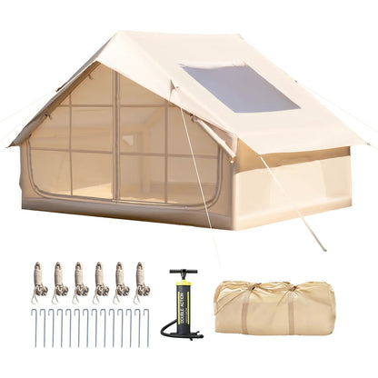 EROMMY Inflatable Tents for Camping with Skylight, Blow Up Tent with Large Mesh Doors & Hand Pump, 1 Minute Quick Setup Air Tent, Waterproof Oxford