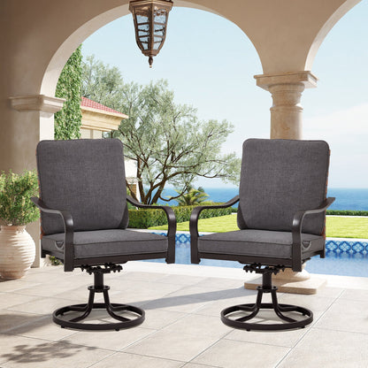 EROMMY Swivel Patio Chairs Set of 4 with Thickened Cushions, Gray
