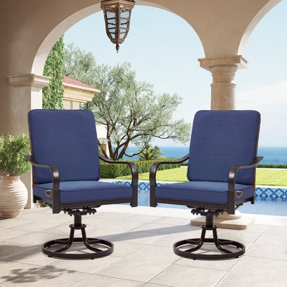 EROMMY Swivel Patio Chairs Set of 4 with Thickened Cushions, Blue