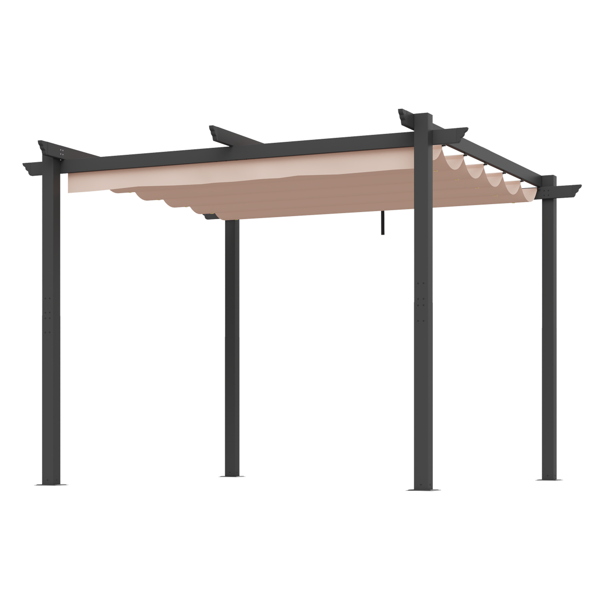 EROMMY Retractable Pergola 10x10 Ft, Upgraded Sun Shade with Waterproof Canopy, Durable Metal Patio Shelter with Magnetic Attachment for Backyard Garden Deck (Beige)