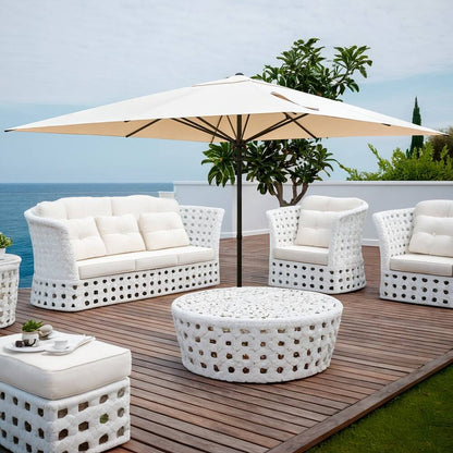 EROMMY Outdoor Patio Umbrella with Easy Button Click Mechanism, Ideal for Gardens and Parties, Beige