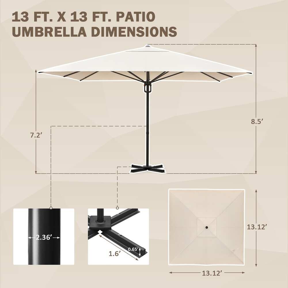 EROMMY Outdoor Patio Umbrella with Easy Button Click Mechanism, Ideal for Gardens and Parties, Beige