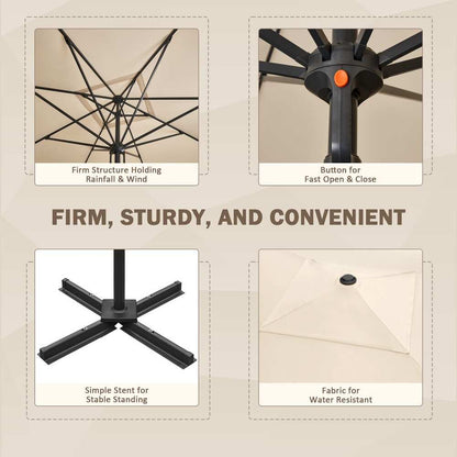EROMMY Outdoor Patio Umbrella with Easy Button Click Mechanism, Ideal for Gardens and Parties, Beige