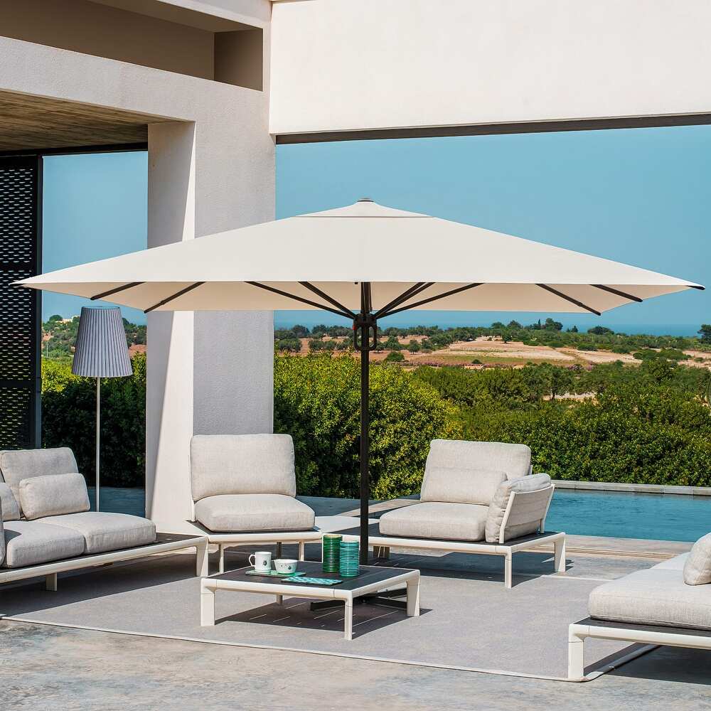 EROMMY Outdoor Patio Umbrella with Easy Button Click Mechanism, Ideal for Gardens and Parties, Beige