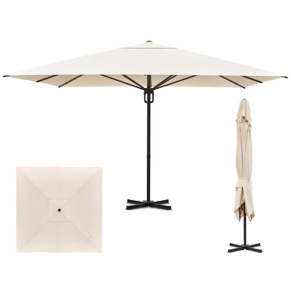 EROMMY Outdoor Patio Umbrella with Easy Button Click Mechanism, Ideal for Gardens and Parties, Beige