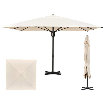 EROMMY Outdoor Patio Umbrella with Easy Button Click Mechanism, Ideal for Gardens and Parties, Beige