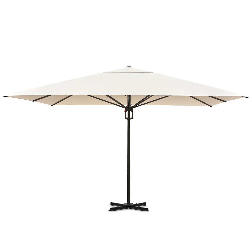 EROMMY Outdoor Patio Umbrella with Easy Button Click Mechanism, Ideal for Gardens and Parties, Beige