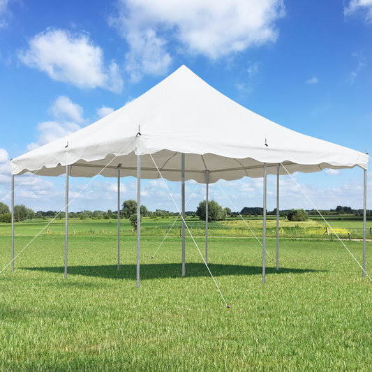 EROMMY 15x15ft Pole Party Tent, Heavy Duty Outdoor Canopy with Carry Bags, Large White Event Tent for 40 People, Ideal for Parties, Weddings, and Gatherings