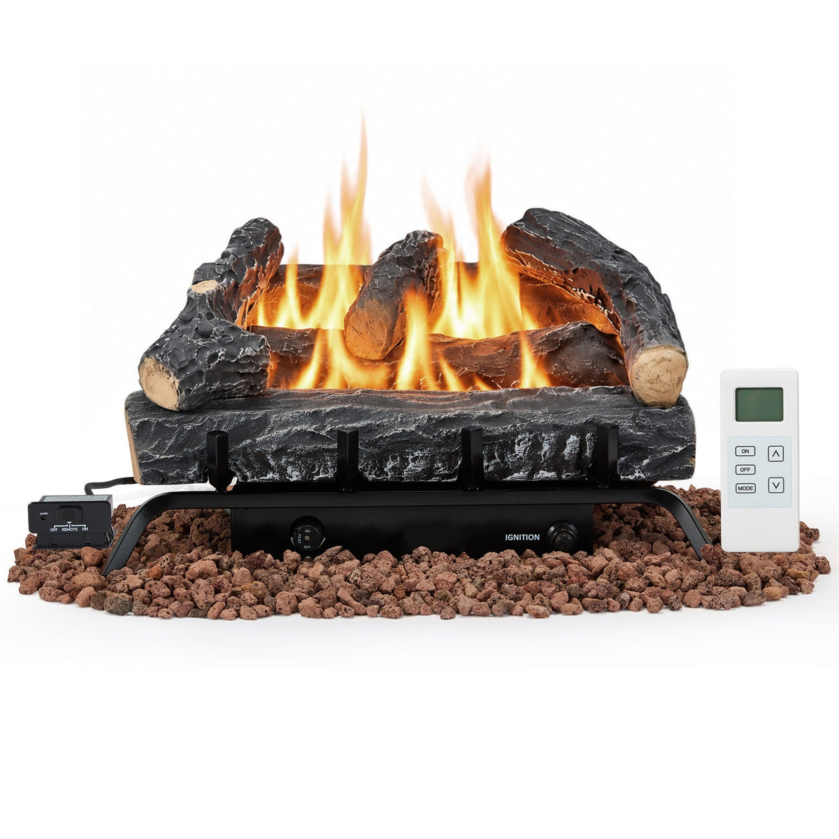 EROMMY 20 Inch Ventless Fireplace Logs Set, Only Used for LP/Propane, Black