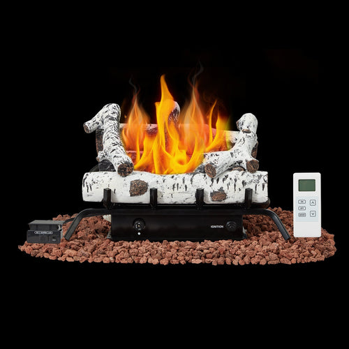 EROMMY 20 Inch Ventless Fireplace Logs Set, Only Used for LP/Propane, White
