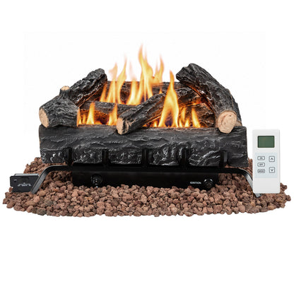 EROMMY 24 Inch Ventless Fireplace Logs Set, Only Used for LP/Propane, Black