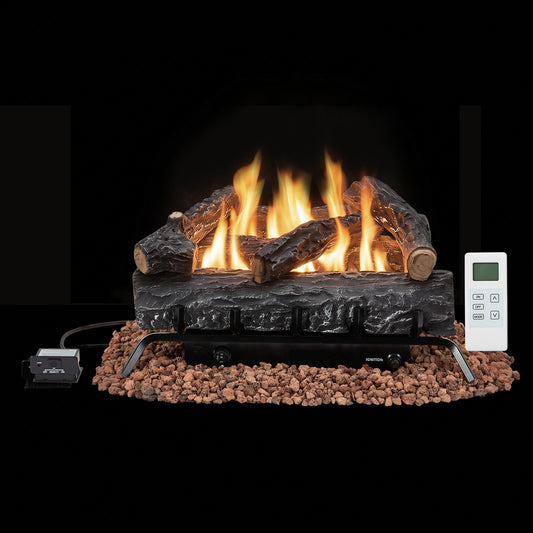 EROMMY 24 Inch Ventless Fireplace Logs Set, Only Used for Natural Gas, Black