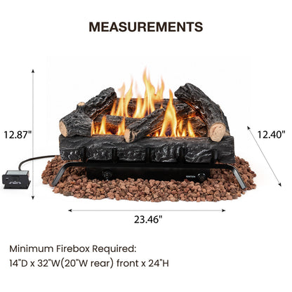 EROMMY 24 Inch Ventless Fireplace Logs Set, Only Used for Natural Gas, Black