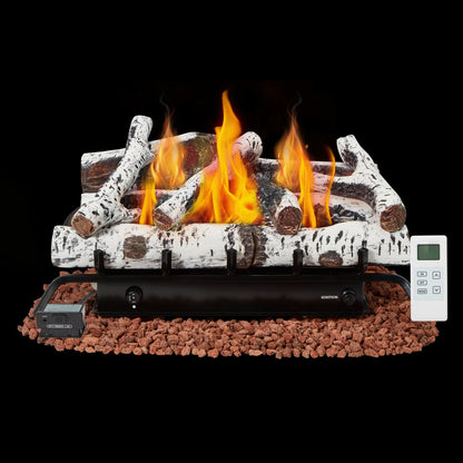 HOMREST 27 Inch Ventless Fireplace Logs Set, Only Used for LP/Propane, White
