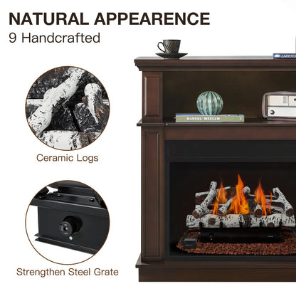 HOMREST 27 Inch Ventless Fireplace Logs Set, Only Used for LP/Propane, White