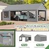EROMMY Carport, 12 x 24 FT Heavy Duty Carport with Roll-Up Windows, Portable Garage with Removable Sidewalls, Car Canopy with Sandbags and All-Season Tarp for Tractor, Truck, Gray