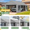 EROMMY Carport, 12 x 24 FT Heavy Duty Carport with Roll-Up Windows, Portable Garage with Removable Sidewalls, Car Canopy with Sandbags and All-Season Tarp for Tractor, Truck, Gray