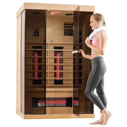 EROMMY Infrared 2 Person Sauna with Chromotherapy Heater for Home or Gym