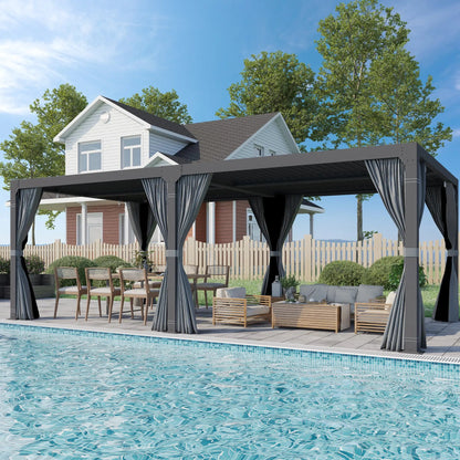 EROMMY 12x24 Adjustable Louvered Pergola with Waterproof Roof, Dark Grey