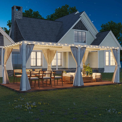 EROMMY 12x24 Pergola with Adjustable Louvered Roof (White)