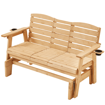 EROMMY Outdoor Glider Chair with Cup Holders, Garden and Park Chair, All-Weather Porch Glider Bench