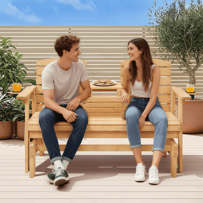 EROMMY Outdoor Glider Chair with Cup Holders, Garden and Park Chair, All-Weather Porch Glider Bench