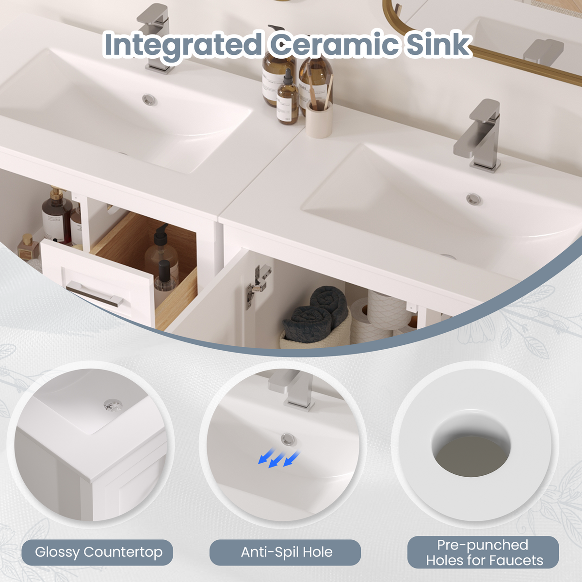 EROMMY 30" Single Bathroom Vanity With Ceramic Top